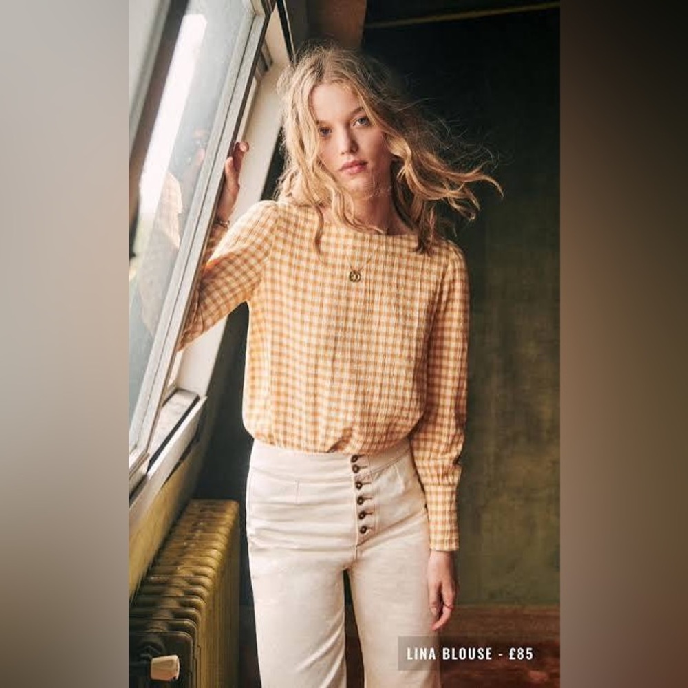 Sezane Yellow Gingham Blouse - Picture 4 of 8